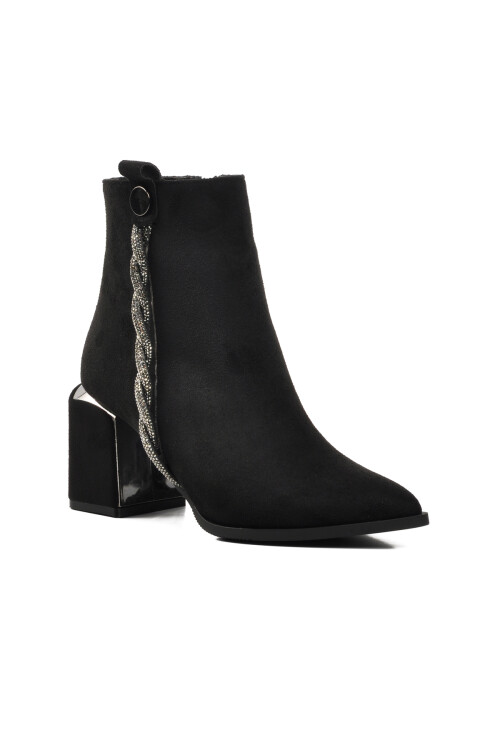 Black Suede Fleece Womens High Heel Boots 248027 Z