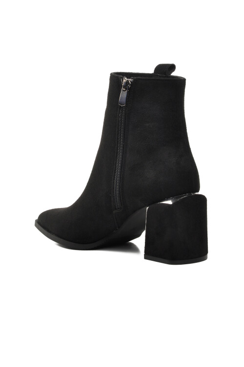 Black Suede Fleece Womens High Heel Boots 248027 Z