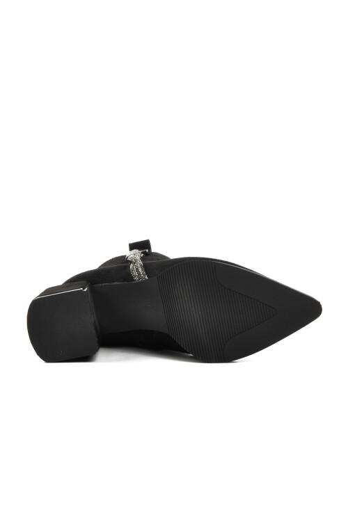 Black Suede Fleece Womens High Heel Boots 248027 Z