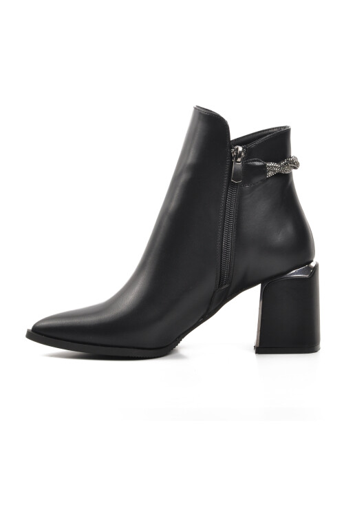 Black Polar Fleece-lined Womens High-Heeled Boots 248029 Z