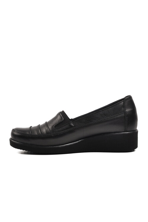 Siyah Hakiki Deri Kadın Casual Ayakkabı 25824-1 Z