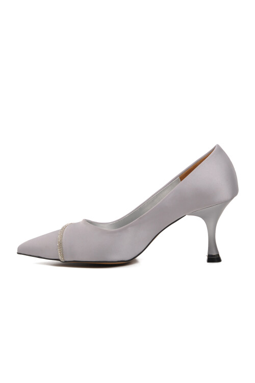 Silver Satin Womens Evening Shoes 312039 Z