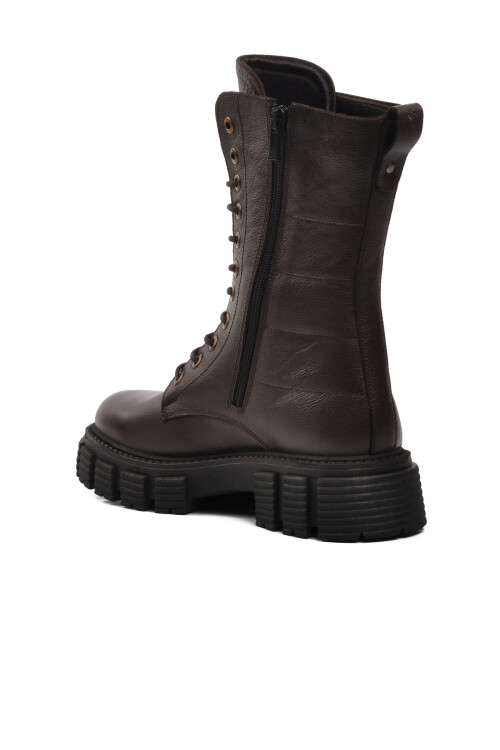 Brown Zippered Lace-Up Womens Boots 36871-1 Z