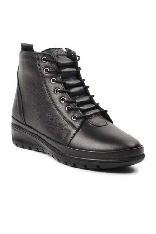 Black Genuine Leather Anatomical Womens Boots 7685 Z