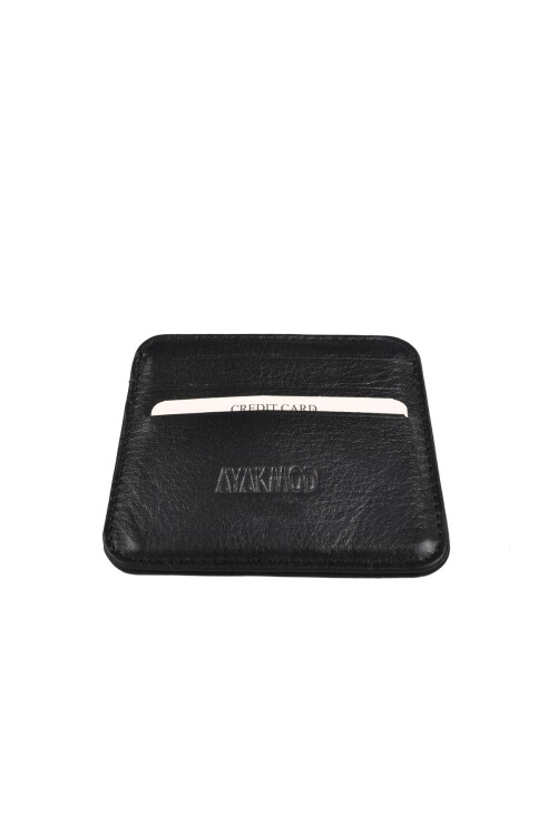 Black Genuine Leather Mens Card Holder 8000
