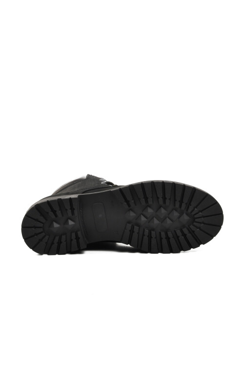 Black Nubuck Fleece Genuine Leather Unisex Boots 90001-9