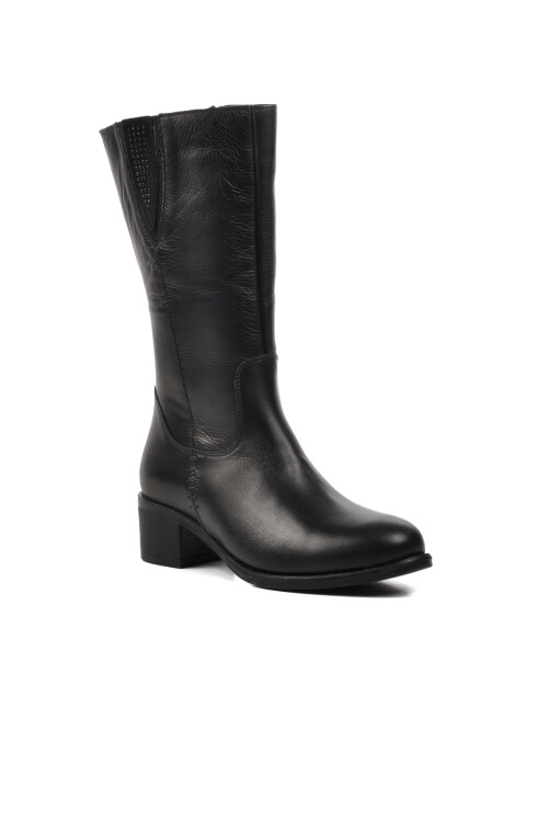 Siyah Hakiki Deri Kadın Çizme 9289 Z