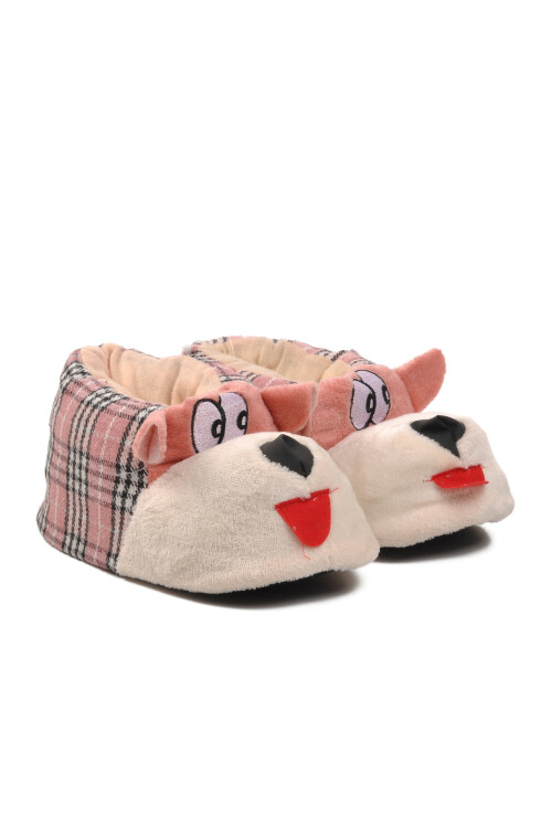 Pink-Beige Womens Slippers with Dogs G