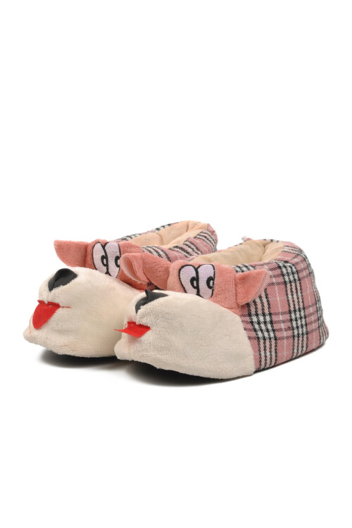 Pink-Beige Womens Slippers with Dogs G
