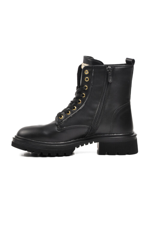 Siyah Bağcıklı Fermuarlı Kadın Bot Lucille Z