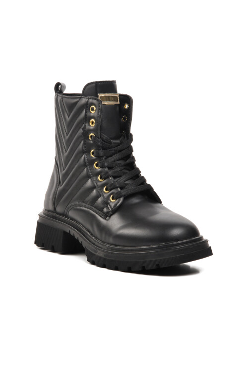 Siyah Bağcıklı Fermuarlı Kadın Bot Lucille Z