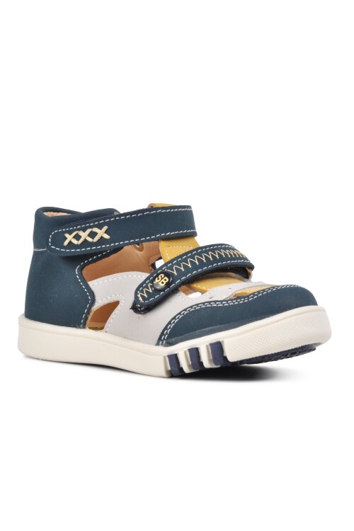 Navy Blue Beige Orthopedic Baby Shoes 009 B