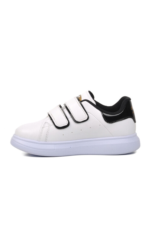 White-Black Patent Leather Kids Sneaker 072 F
