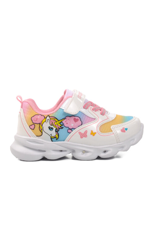 بيبينوحذاء رياضي من الجلد الصناعي باللونين الأبيض والوردي للبنات 1373 P