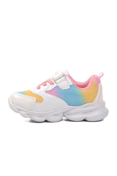 بيبينوحذاء رياضي من الجلد الصناعي باللونين الأبيض والوردي للبنات 1373 P