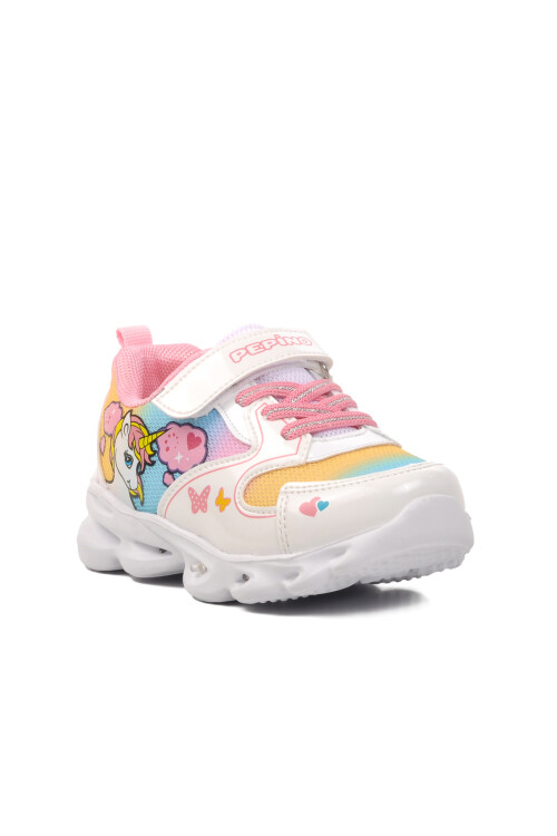 بيبينوحذاء رياضي من الجلد الصناعي باللونين الأبيض والوردي للبنات 1373 P