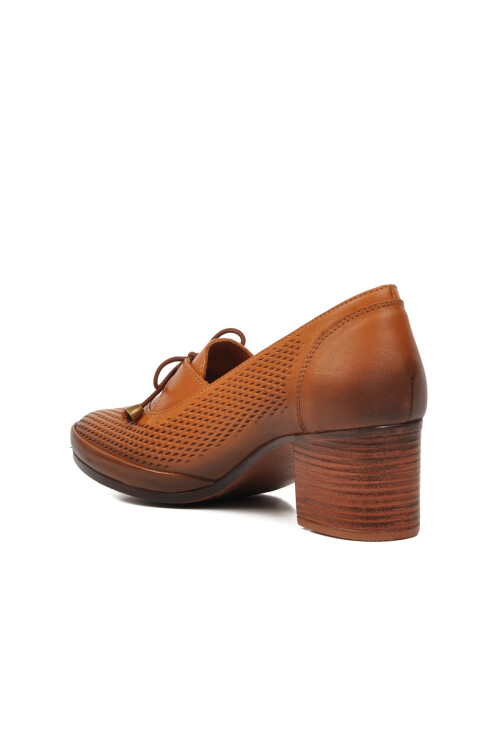 حذاء نسائي كلاسيكي بكعب عالٍ من الجلد الطبيعي باللون البني 1374Y Z