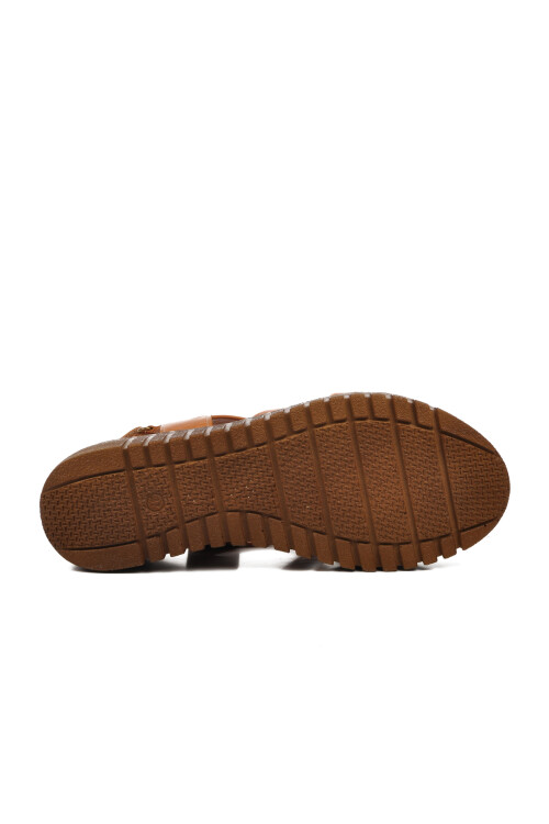 صندل بكعب من الجلد الطبيعي للنساء باللون البني 24340254Y Z