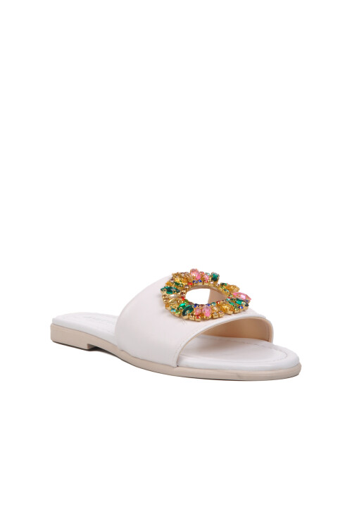 White Womens Slippers 246017 Z