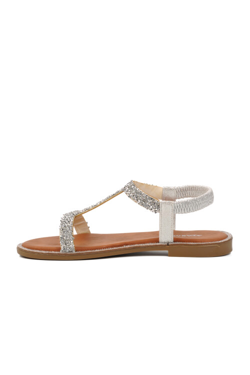 صندل نسائي مسطح فضي اللون 286070 Z