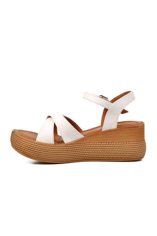 White Womens High-Sole Sandals 426093 Z