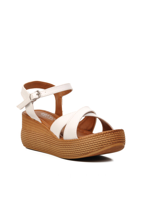 White Womens High-Sole Sandals 426093 Z