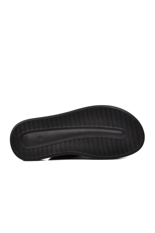 Black Genuine Leather Mens Slippers 482024 M