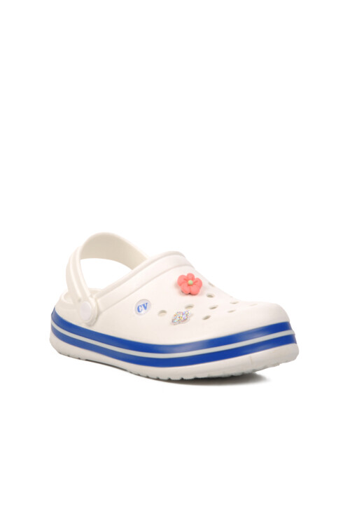 AyakmodEkru-Mavi-Beyaz  Kadın Terlik 5001-T G