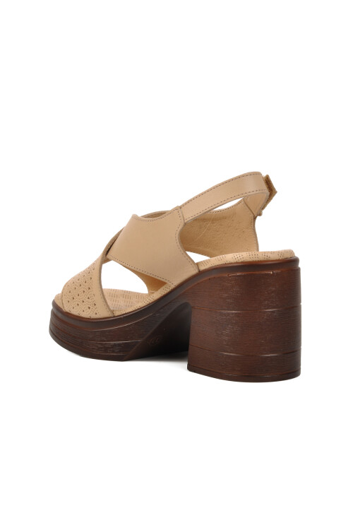 Beige Womens Heeled Sandals 523001 Z