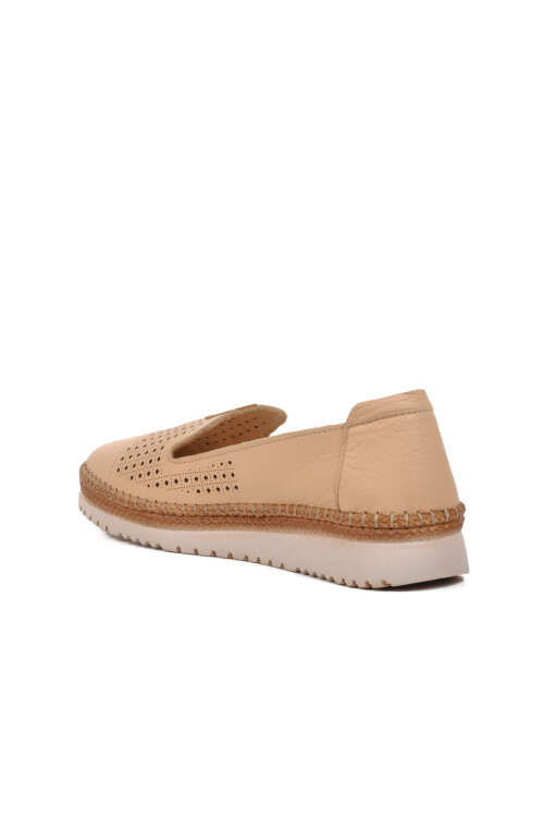 حذاء كاجوال نسائي تشريحي من الجلد الطبيعي باللون البيج 574141 Z