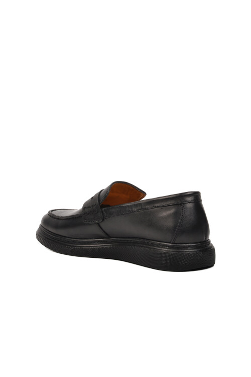 Black Genuine Leather Mens Casual Shoes 599695 M