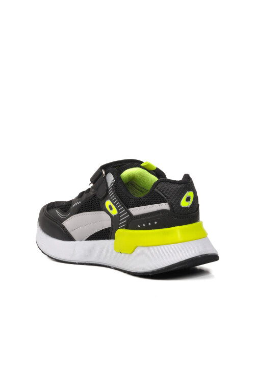 AyakmodSiyah Fosfor Sarı Unisex Cırtlı Çocuk Spor Ayakkabı 729 F