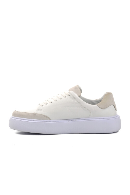 حذاء رجالي كاجوال من الجلد الطبيعي باللون الأبيض Dbdr 4227 M