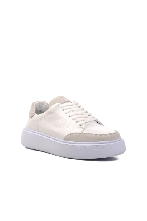 حذاء رجالي كاجوال من الجلد الطبيعي باللون الأبيض Dbdr 4227 M