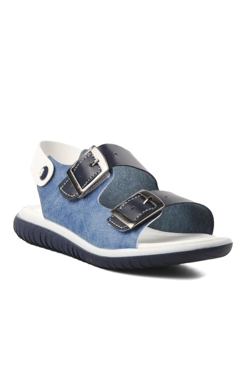 Lacivert Beyaz Erkek Çocuk Düz Sandalet 1530 F