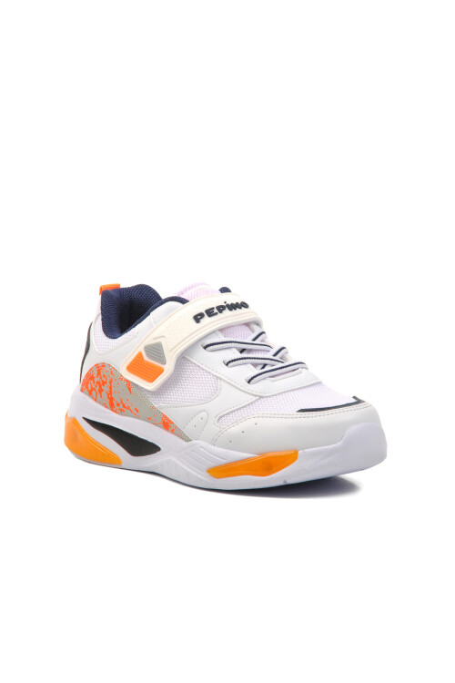 حذاء رياضي للأطفال أبيض-أزرق داكن-برتقالي 1648 F