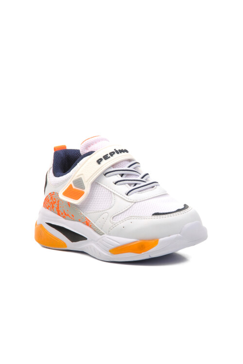 Beyaz-Lacivert-F.Turuncu  Çocuk Spor Ayakkabı 1648 P