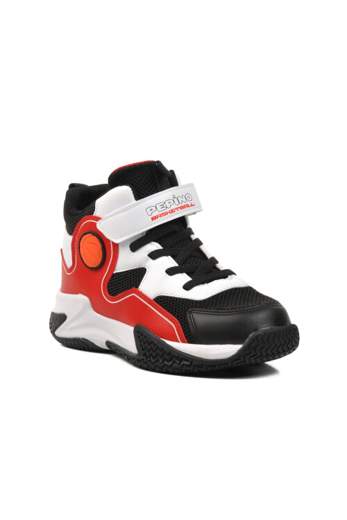 Black-White Unisex Kids Basketball Shoes 1656 F