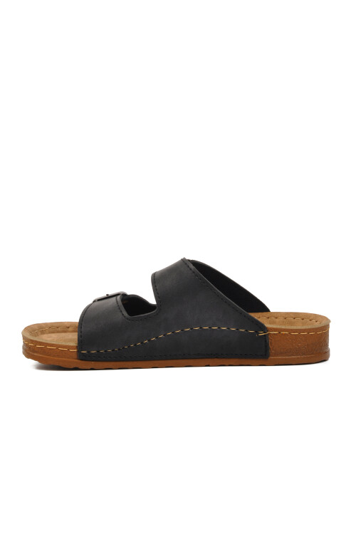 Black Lightweight Double-Strap Anatomical Womens Slippers 20-972 Z