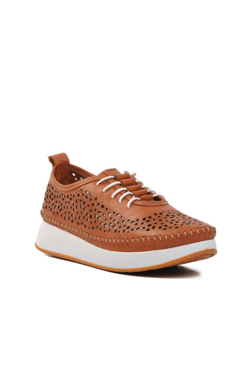 Tan Genuine Leather Anatomic Womens Casual Shoes 24077-LZ