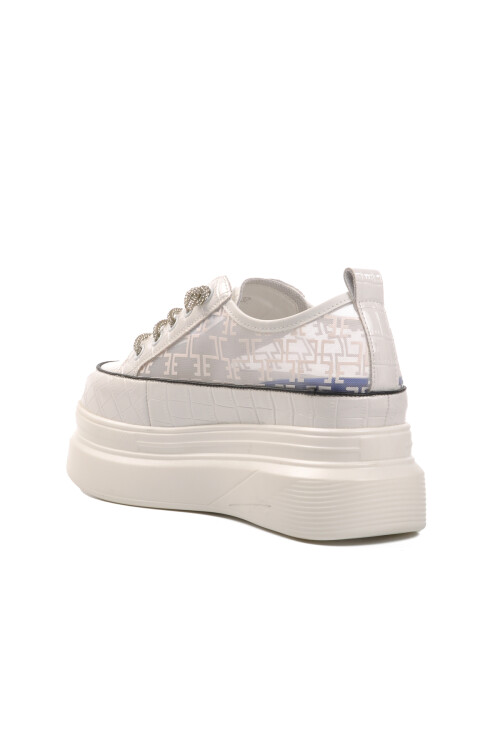 حذاء رياضي نسائي أبيض بنعل مرتفع 24Y345-9 Z