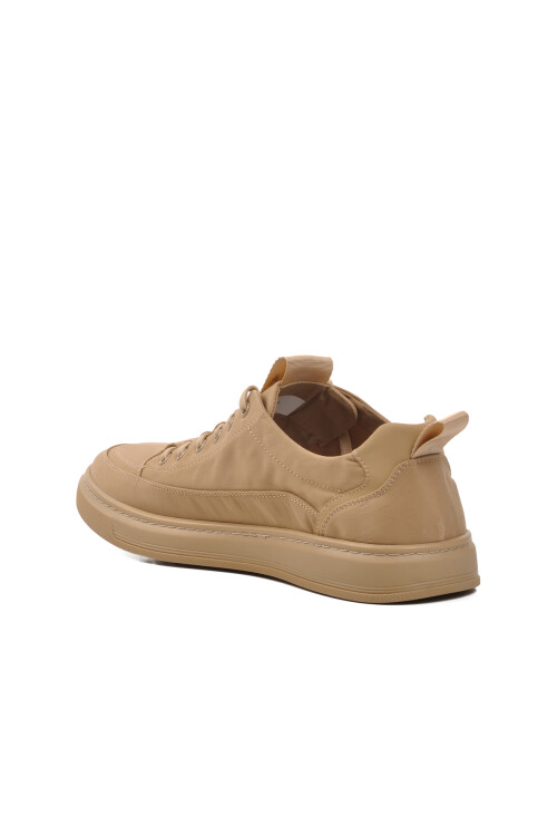 Beige Faux Leather Mens Sneakers 24Y510-2 M