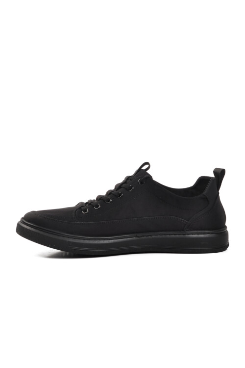 Black Faux Leather Mens Sneakers 24Y510-2 M
