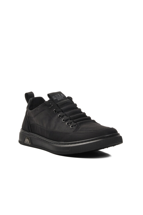 Black Faux Leather Mens Sneakers 24Y510-2 M