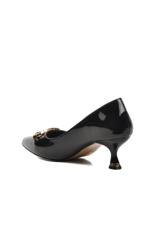 Siyah Rugan İnce Alçak Topuklu Kadın Abiye Ayakkabı 312171 Z