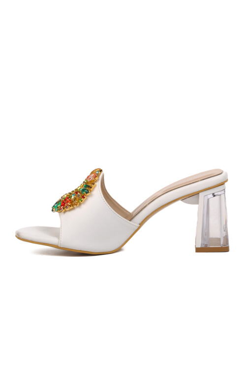 Beyaz  Kadın Topuklu Terlik 409128 Z