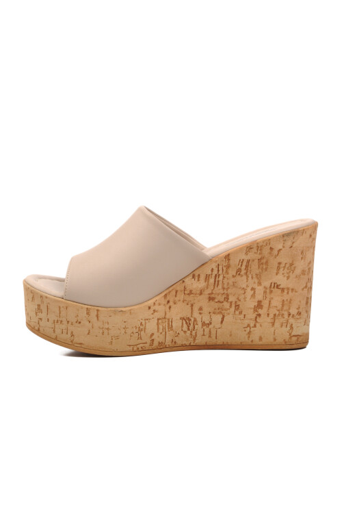 Bej  Kadın Topuklu Terlik 552209 Z