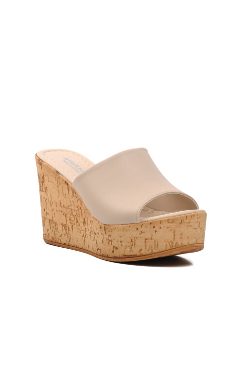 Bej  Kadın Topuklu Terlik 552209 Z