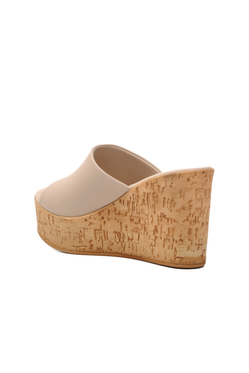 Bej  Kadın Topuklu Terlik 552209 Z