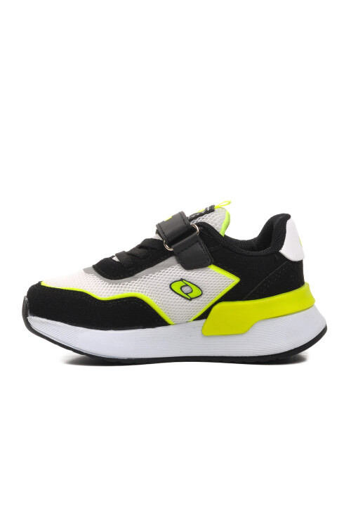 Black-White-Fluorescent Yellow Childrens Sneakers 730 P